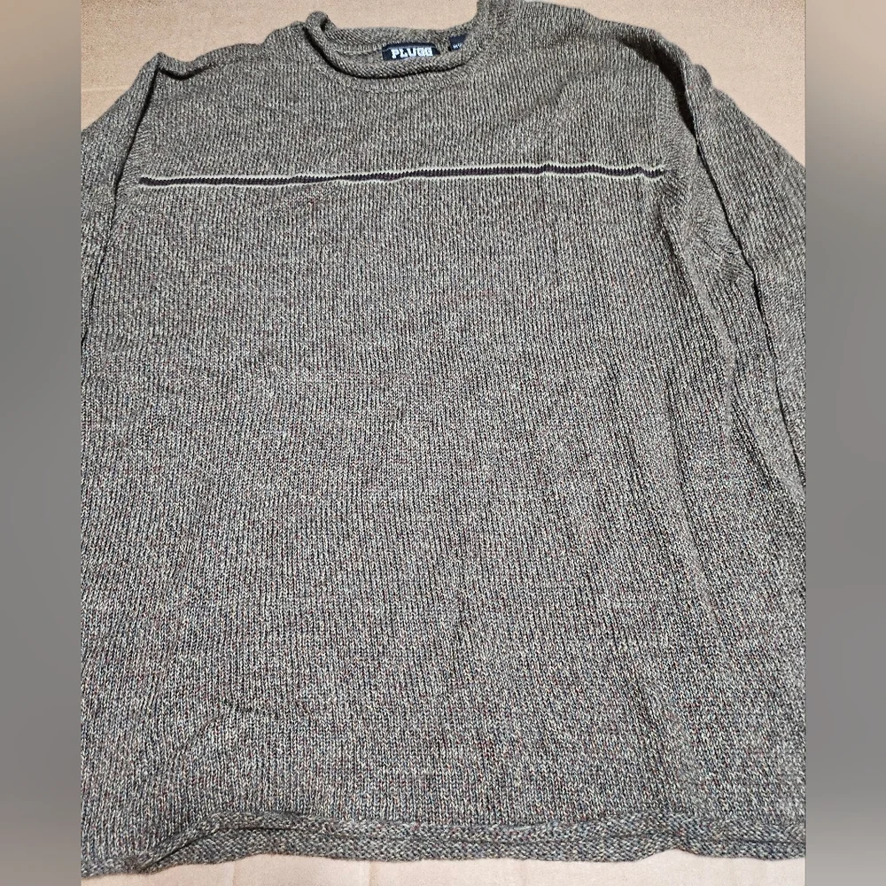 Plugg Mens Sweater Multicolor W/Stripe Wool Blend Size XL Tight‎ Knit - Picture 8 of 12